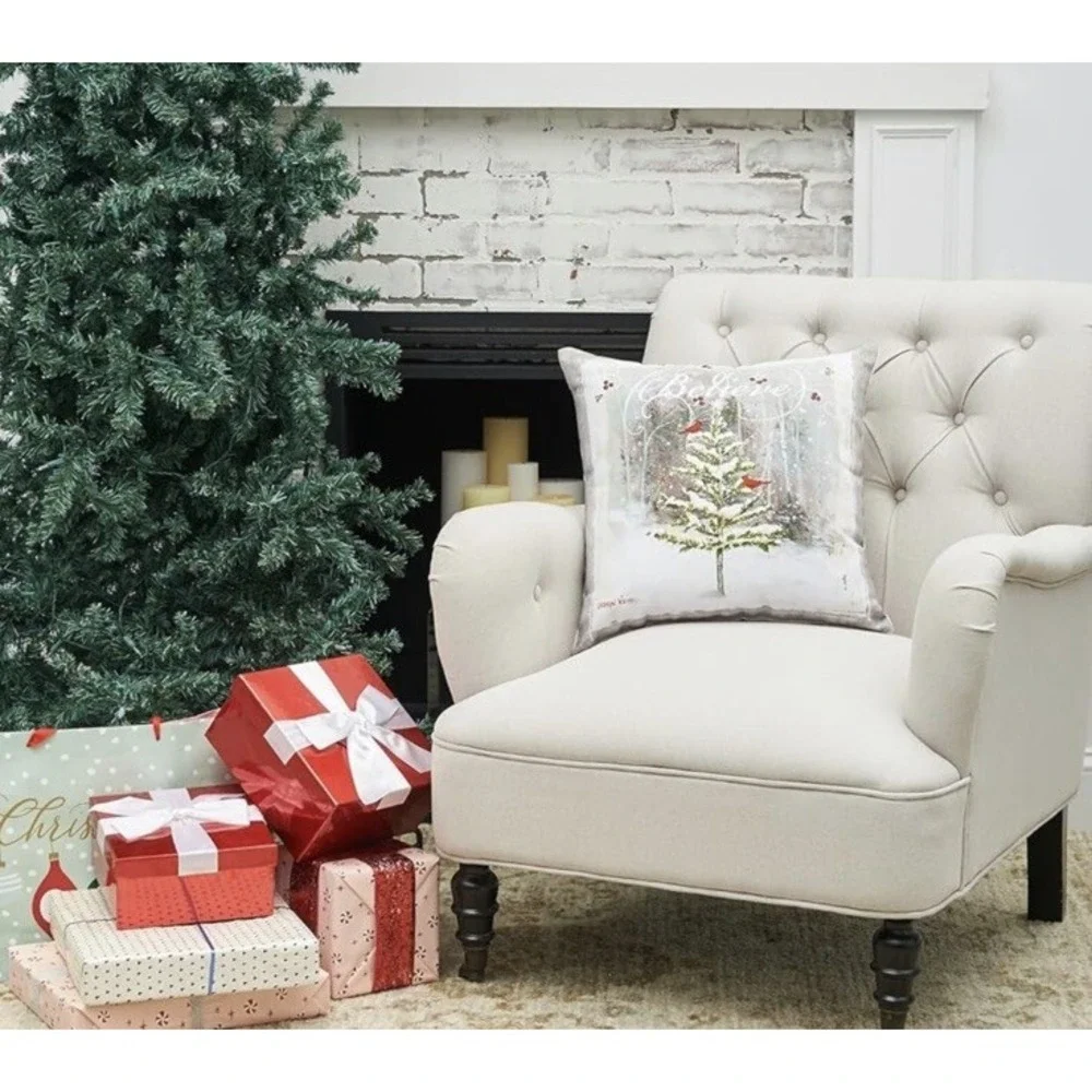 Christmas Throw Pillow Holidays Christmas Tree Snow Scene Decorative House‎